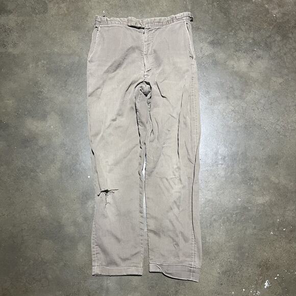 Vintage 50s Brown Corduroy Side Clasp Workwear Chinos 28x26 - Picture 1 of 9